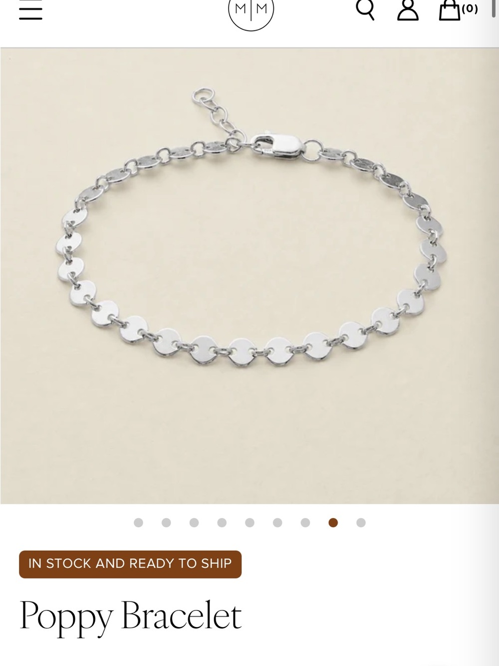 Poppy Disc Link Bracelet - Silver